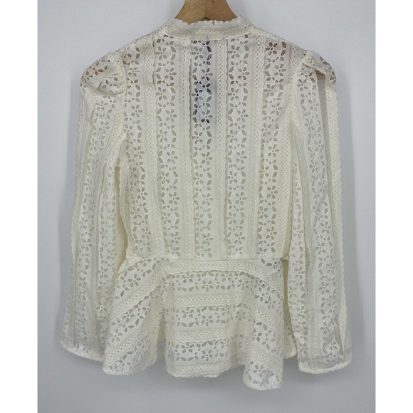 NWT Maje Lood White Tie-Neck Floral Lace Top Sz S - Picture 4 of 7
